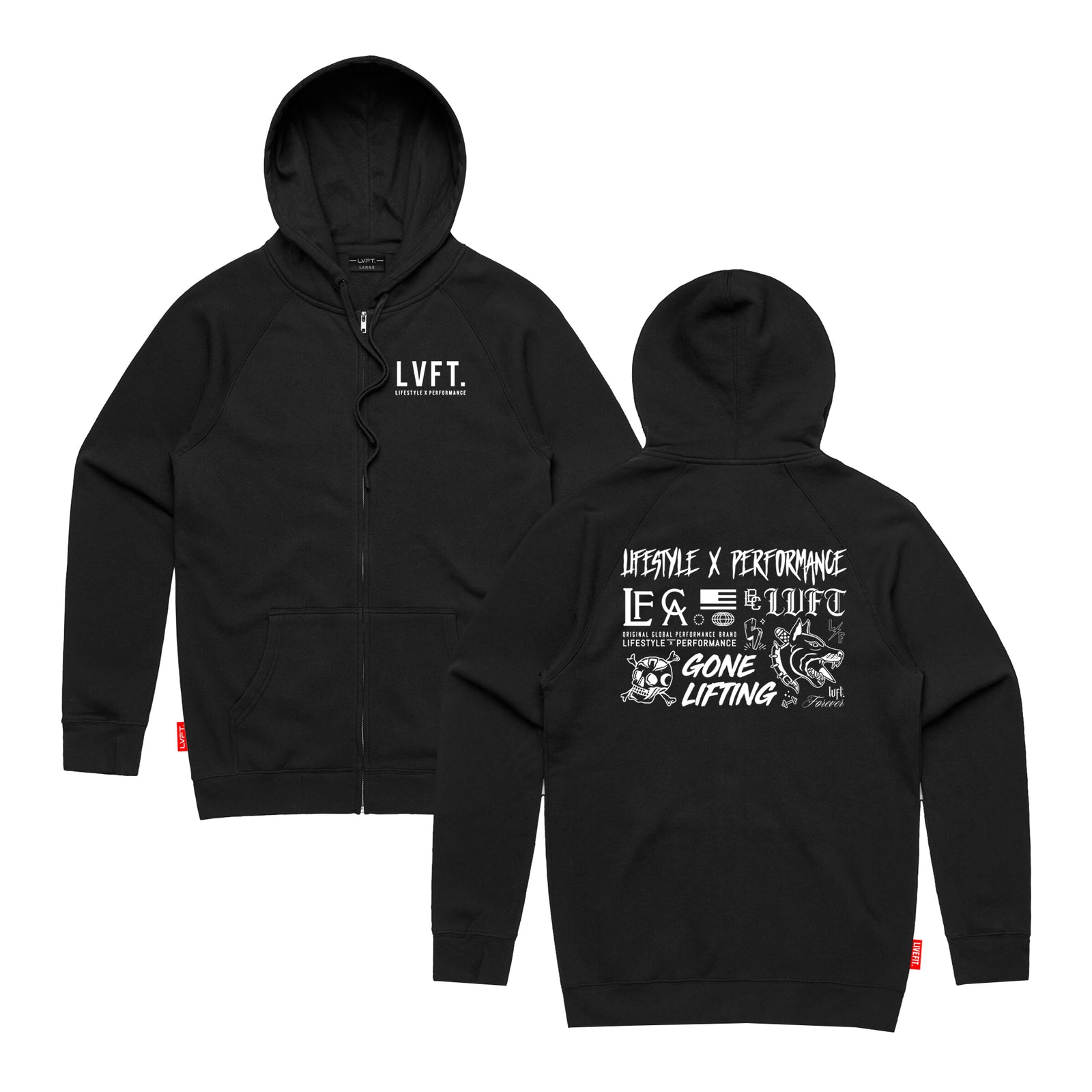 Doodles Zipper Hoodie - Black