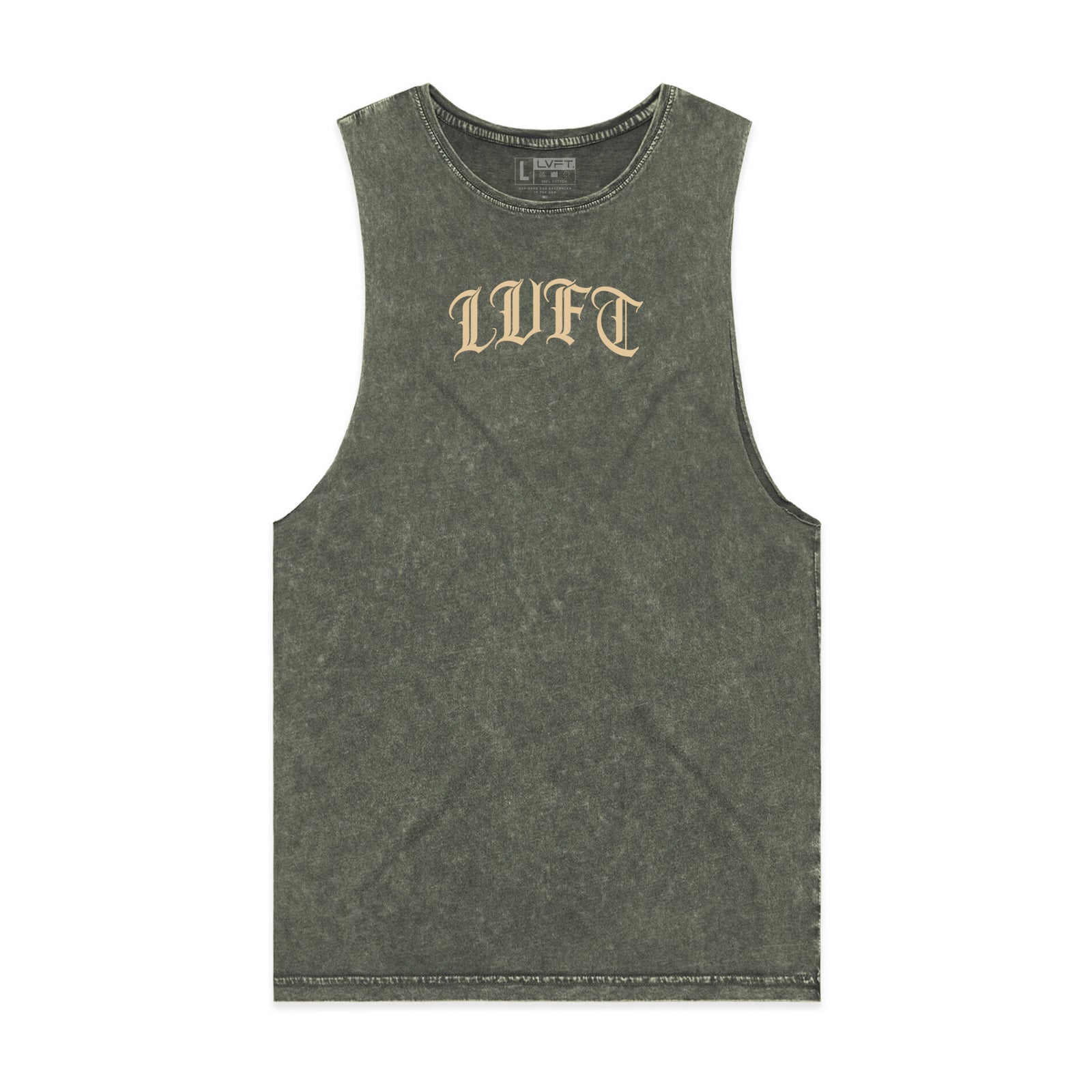 Gotham Scoop Neck Vintage Tank - Olive Stone