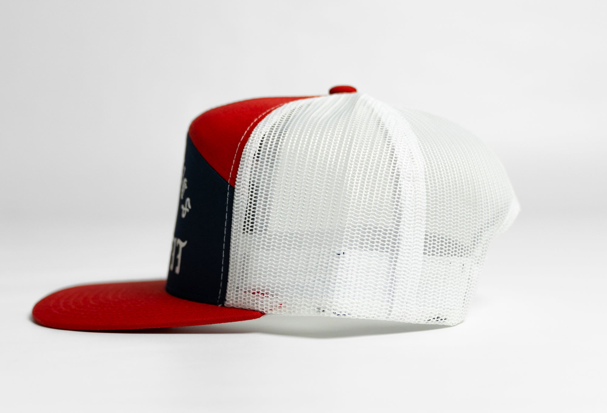 7 Panel Athletics Trucker Snapback - Red White Navy