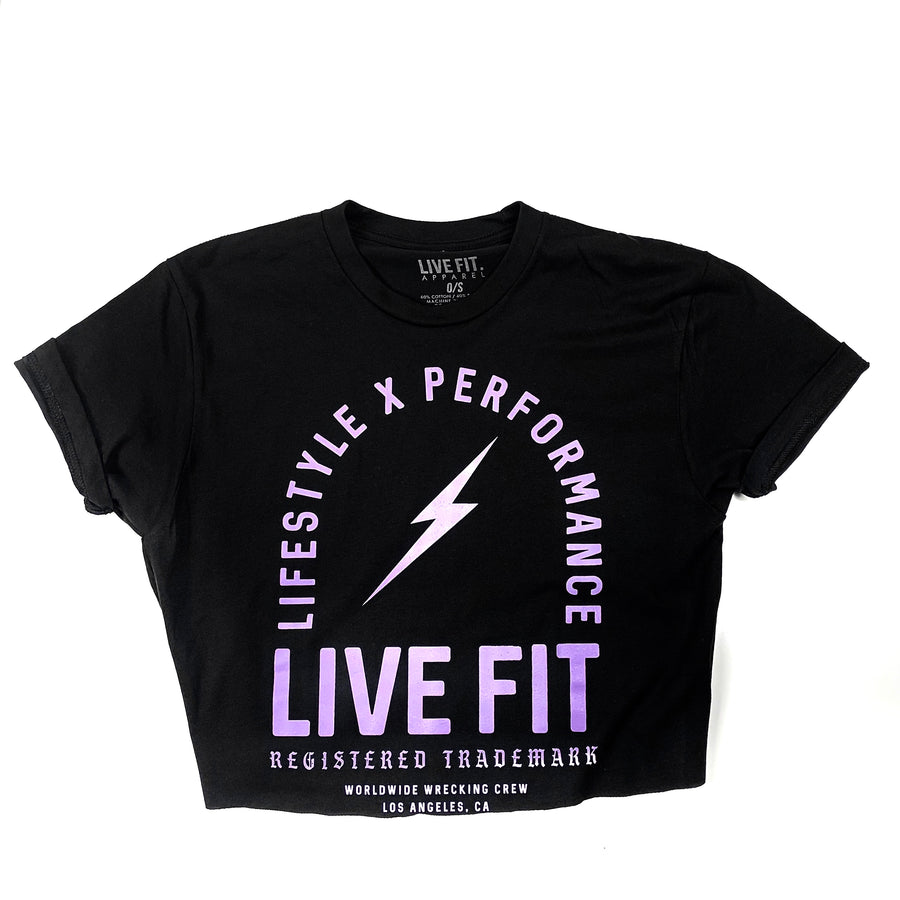 LIVE FIT. - University Crop Tee // Retro Boom Shorts Shop online now at:  www.livefitapparel.com #livefitapparel #livefit #teamlvft #lvft