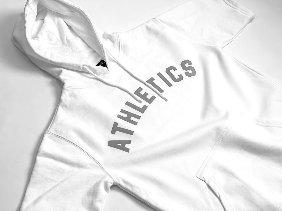 Athletics Short Sleeve Hoodie- White