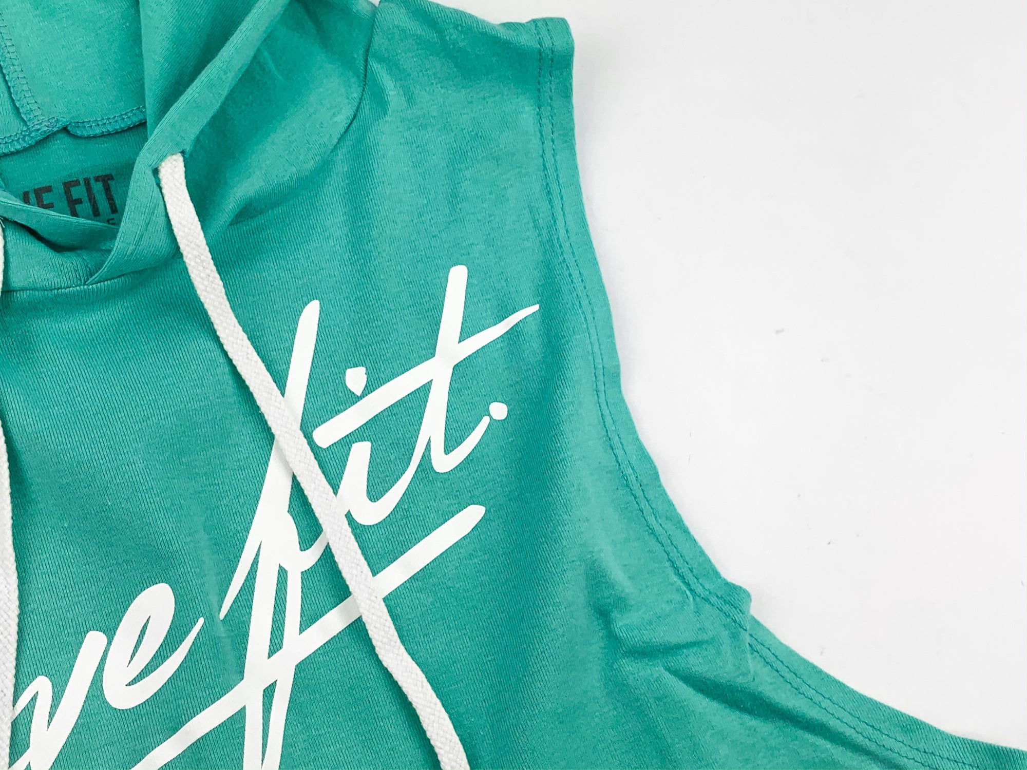 Strike Crop Sleeveless Hoodie - Teal