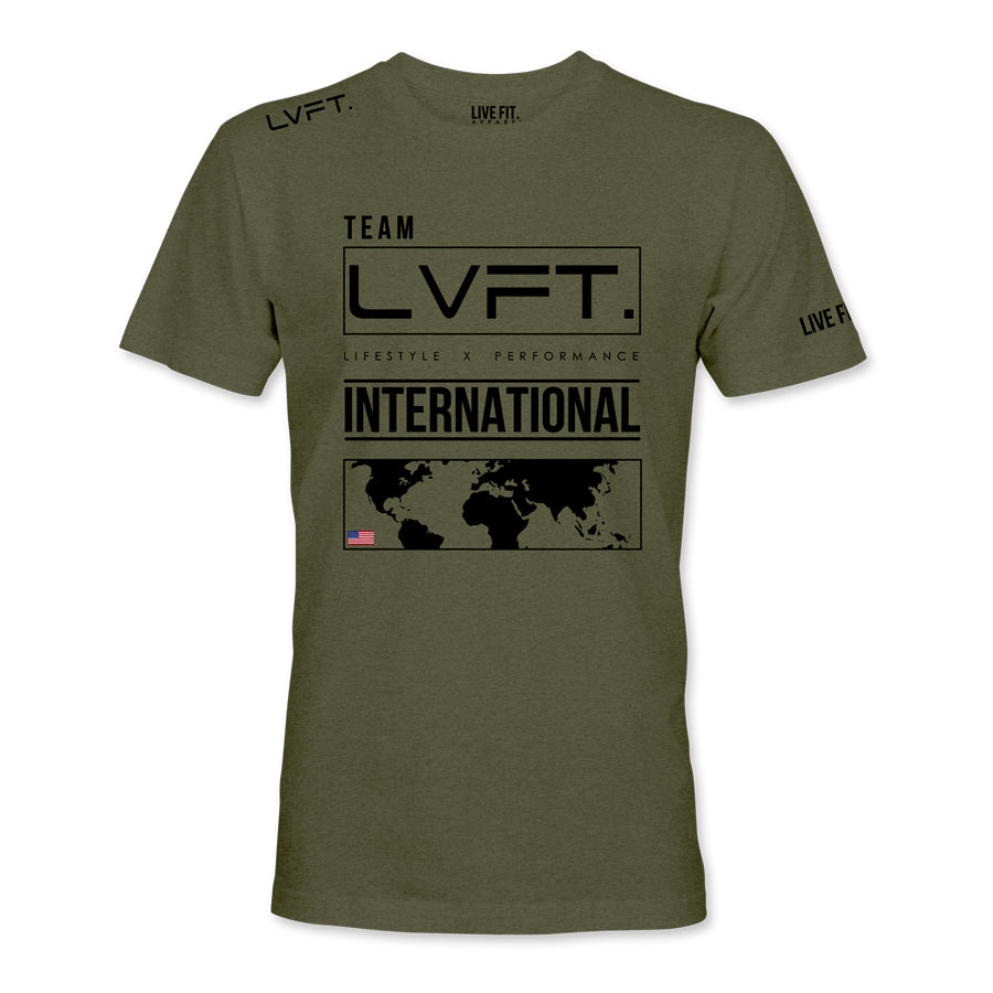 Live Fit Apparel International Tee- Olive / Black - LVFT