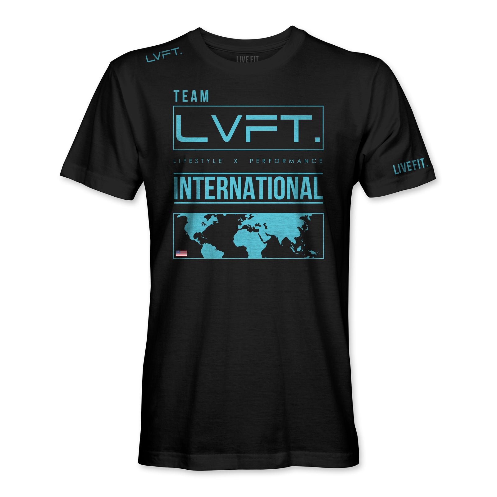 International Tee- Black / Light Blue