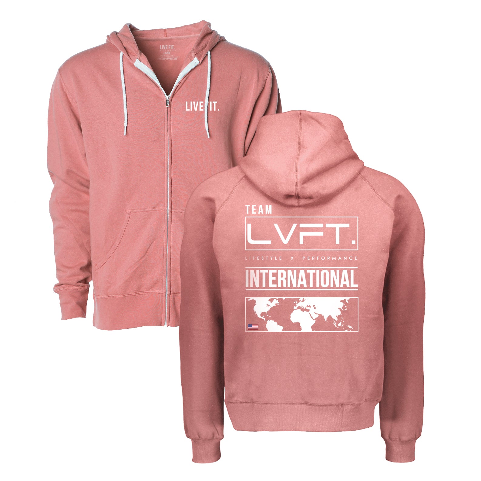 Dusty rose zip up hoodie sale