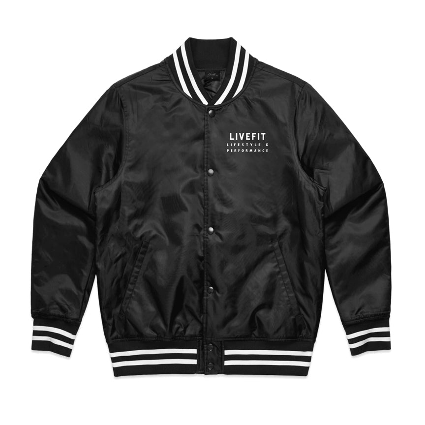 Varsity Bomber - Black - Live Fit. Apparel