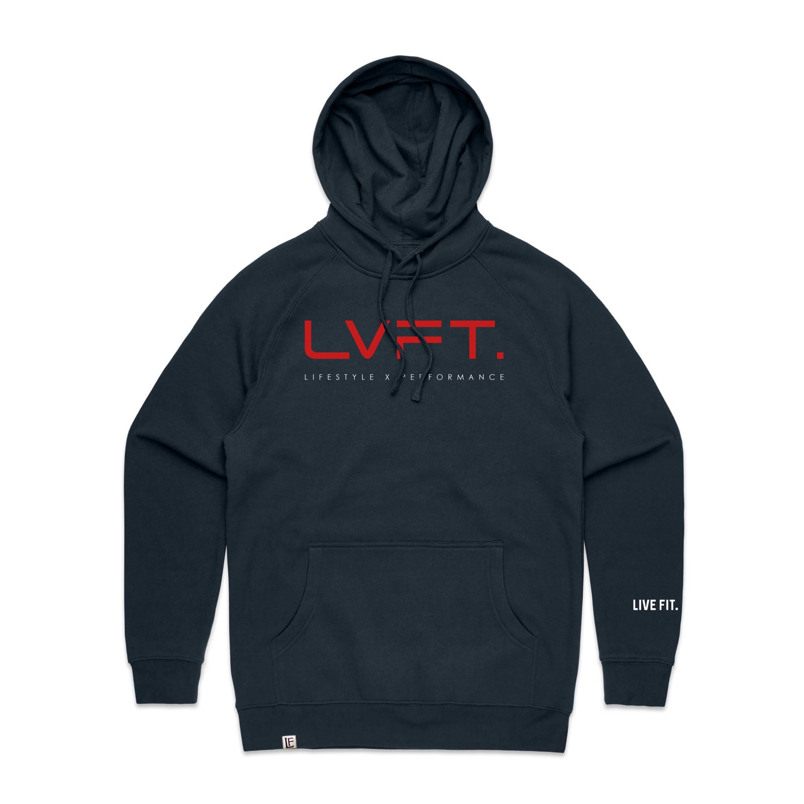 Live Fit Apparel Lifestyle Hoodie - Navy / Red - LVFT 