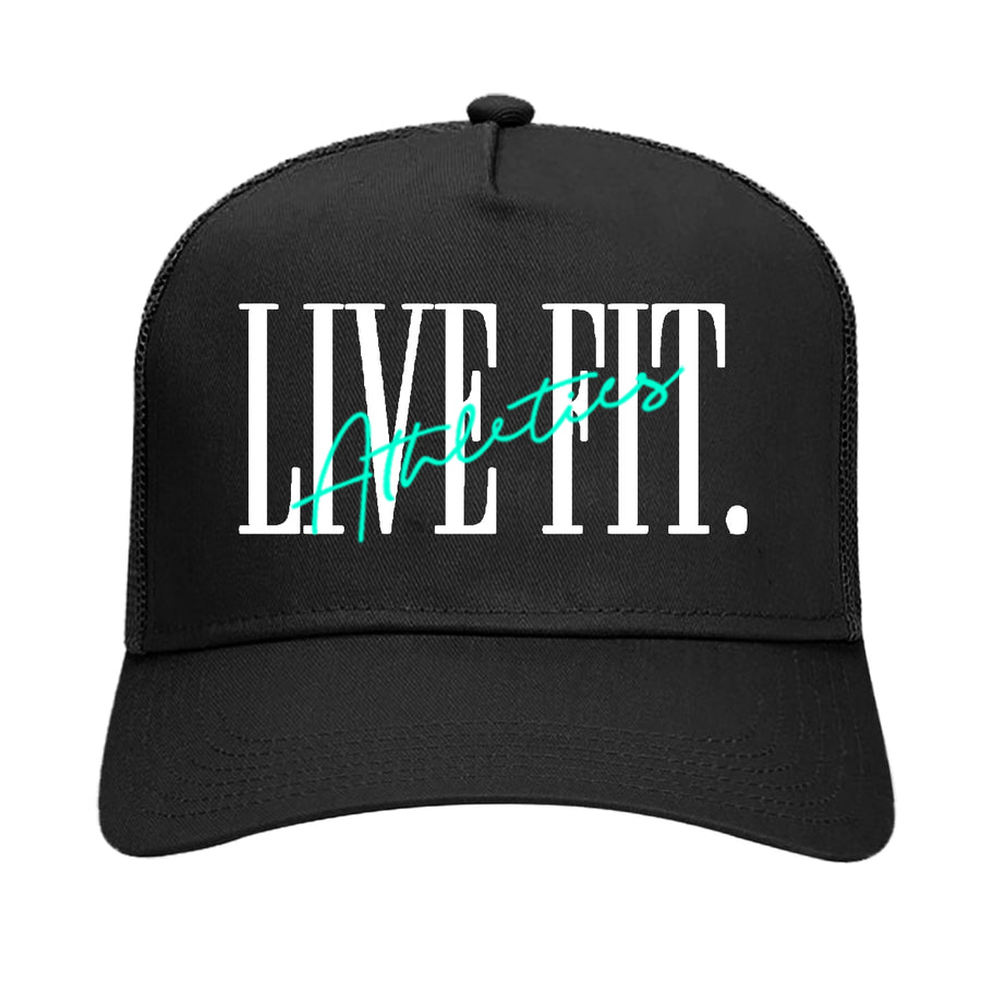 5 Panel Trucker Hat - Black/Teal