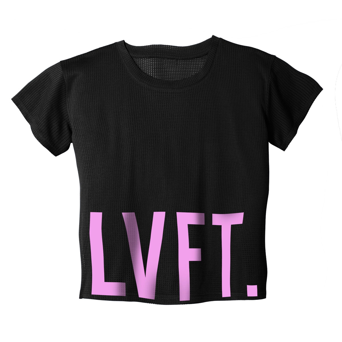 Ladies Mesh Crop Tees - Black/Pink