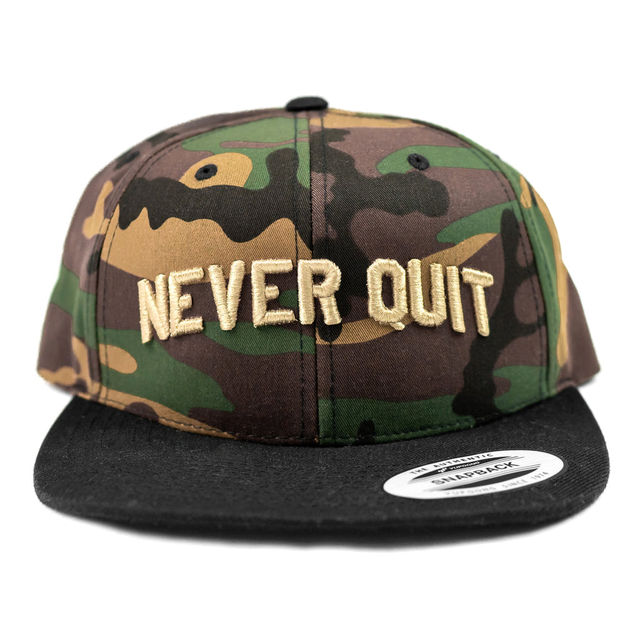 Never Quit Snapback - Green Camo / Khaki