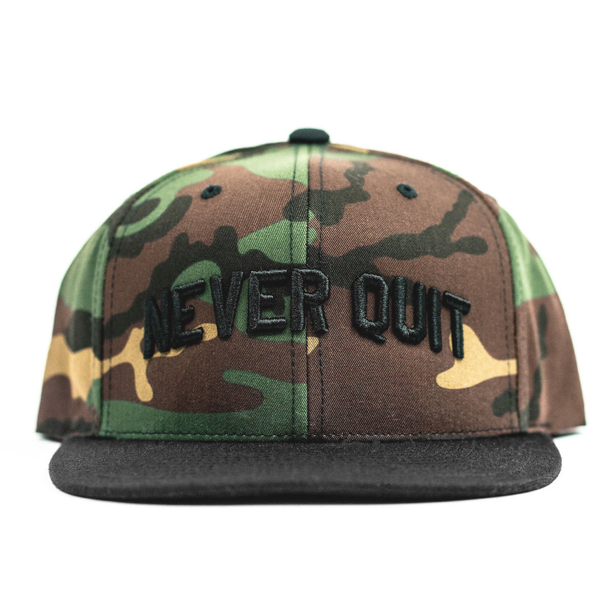 Never Quit Snapback - Green Camo / Black