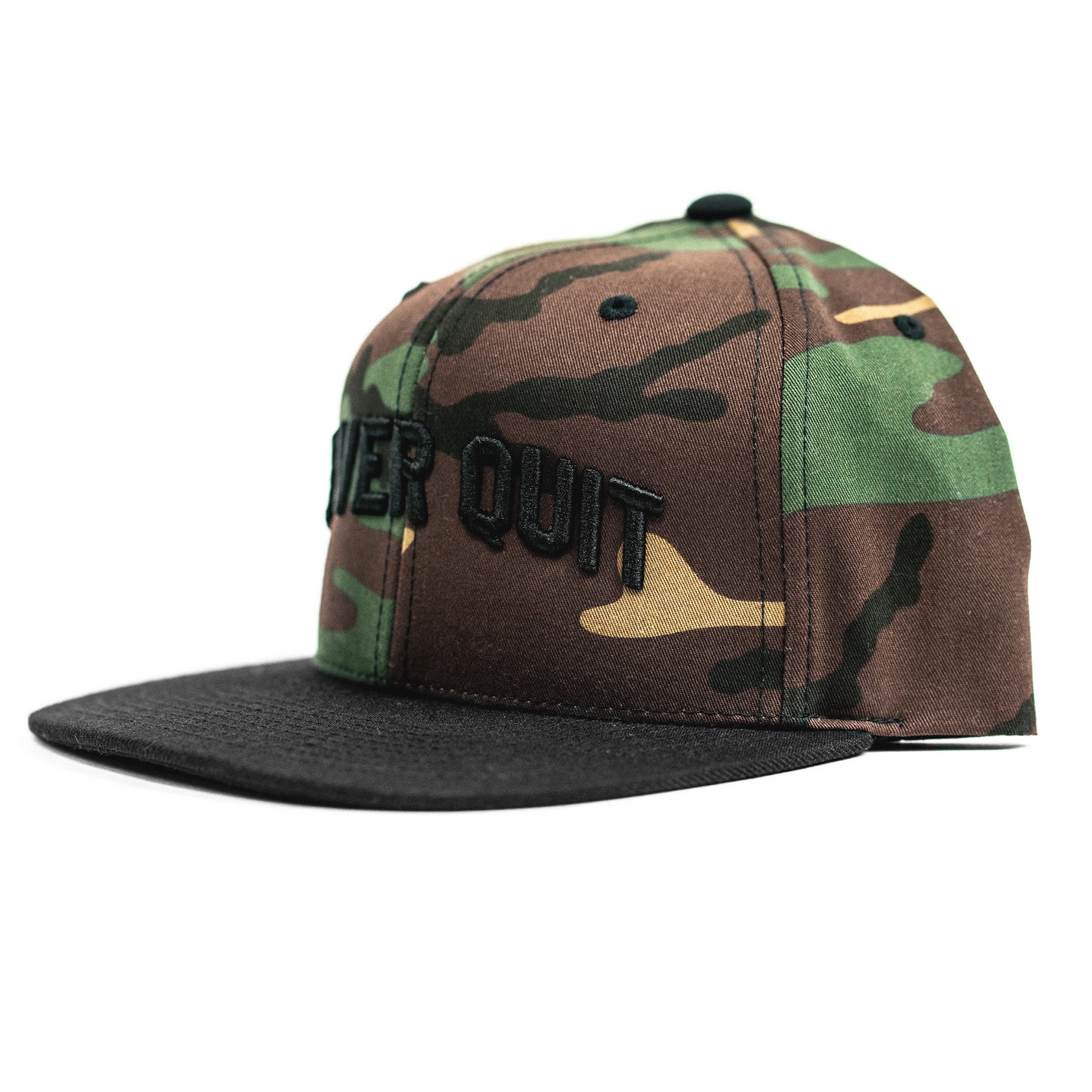 Never Quit Snapback - Green Camo / Black