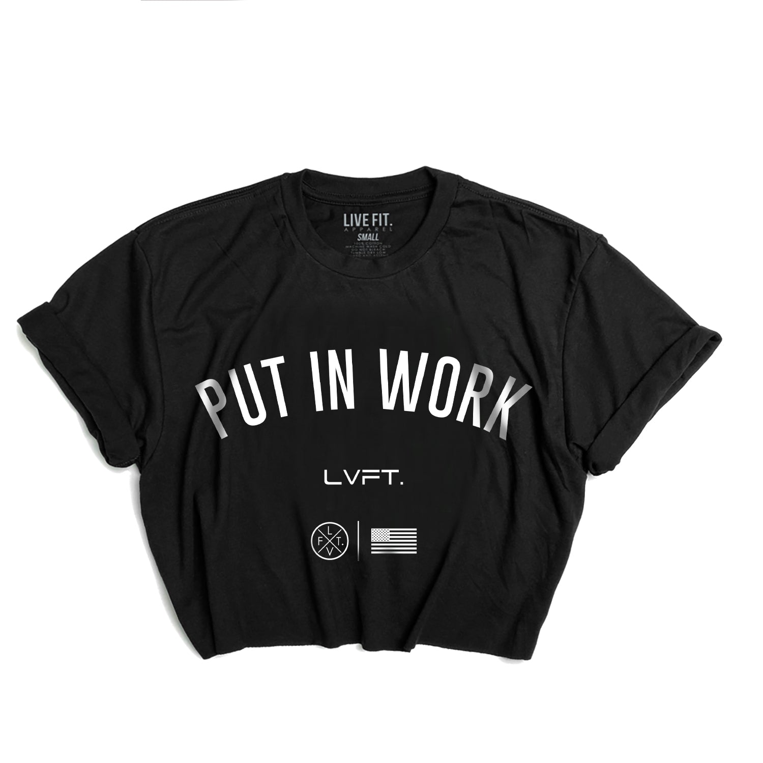 Put In Work Crop Tee - Black/White