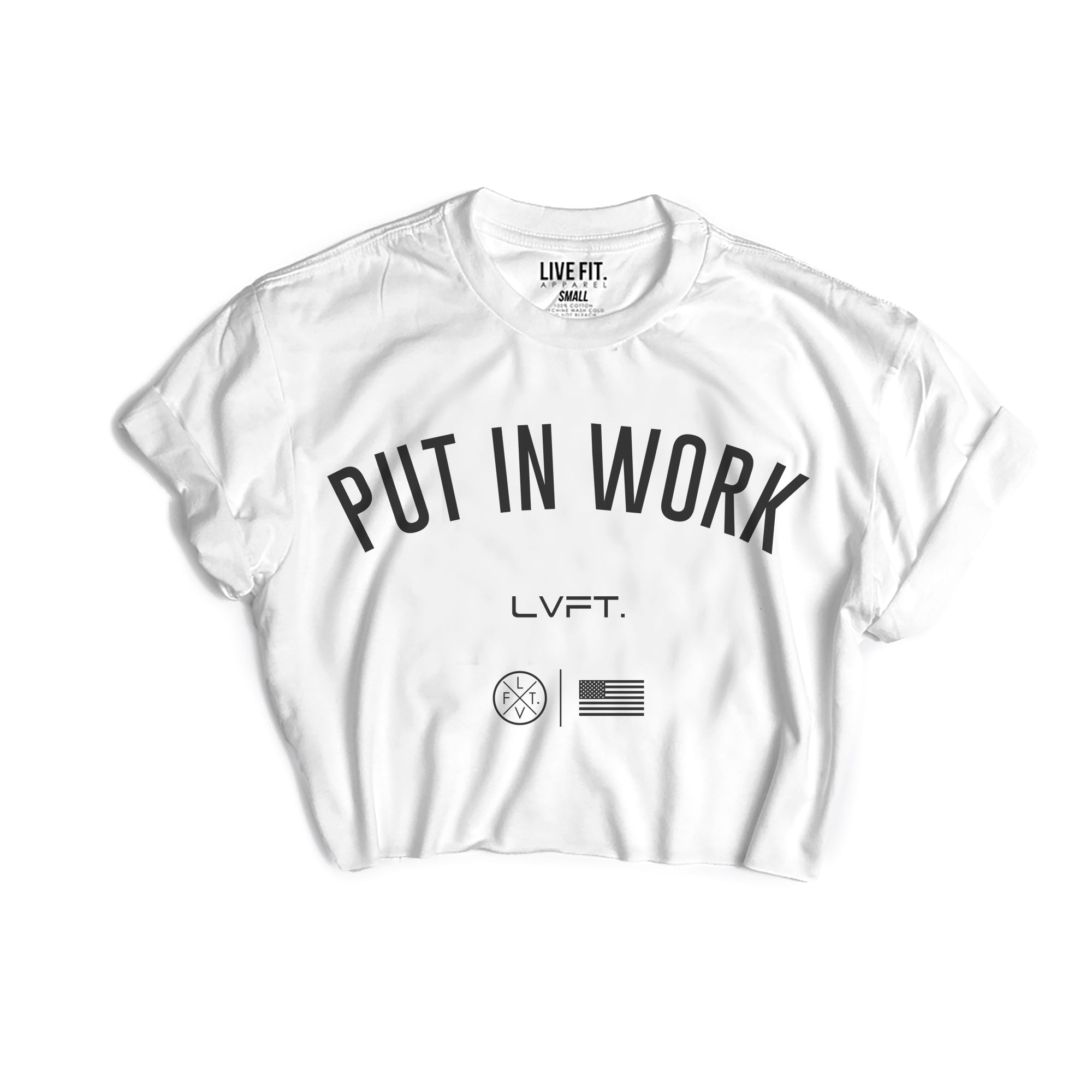 Put In Work Crop Tee - White/Black