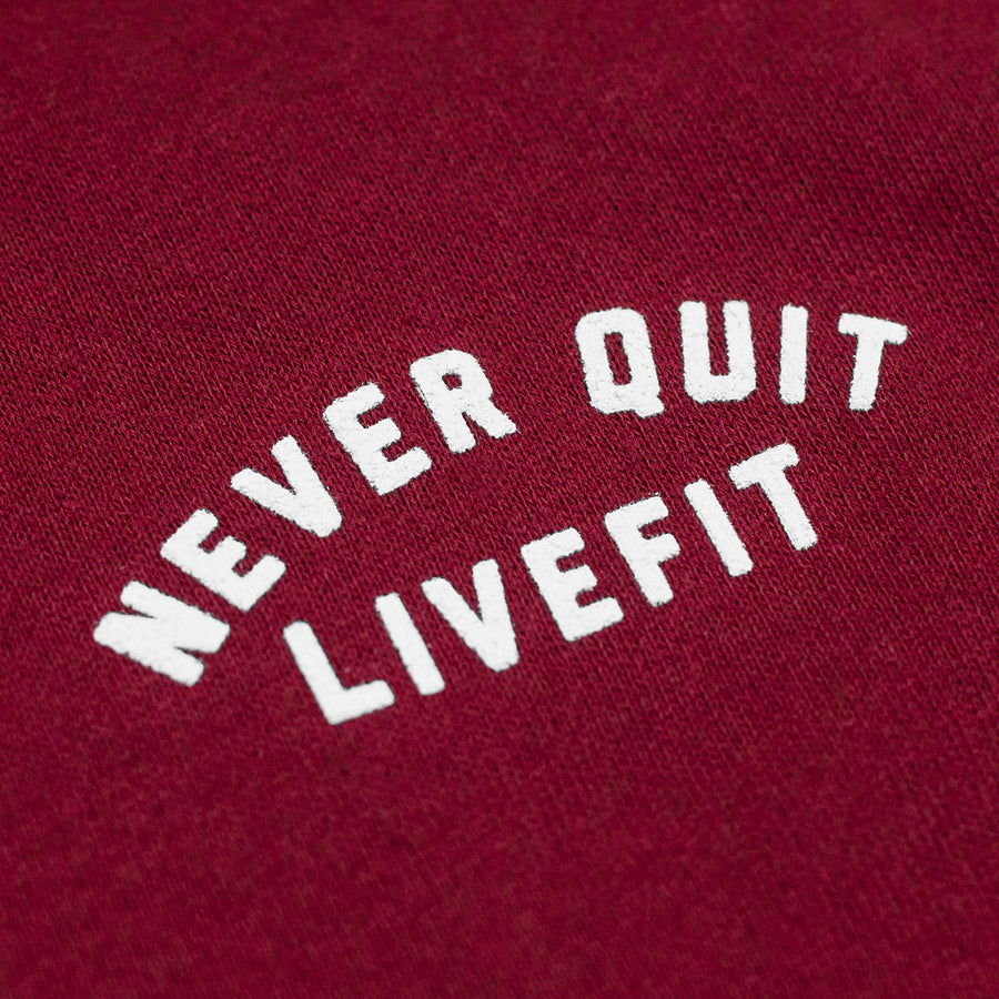 Live Fit Apparel Never Quit Hoodie- Cardinal - LVFT 