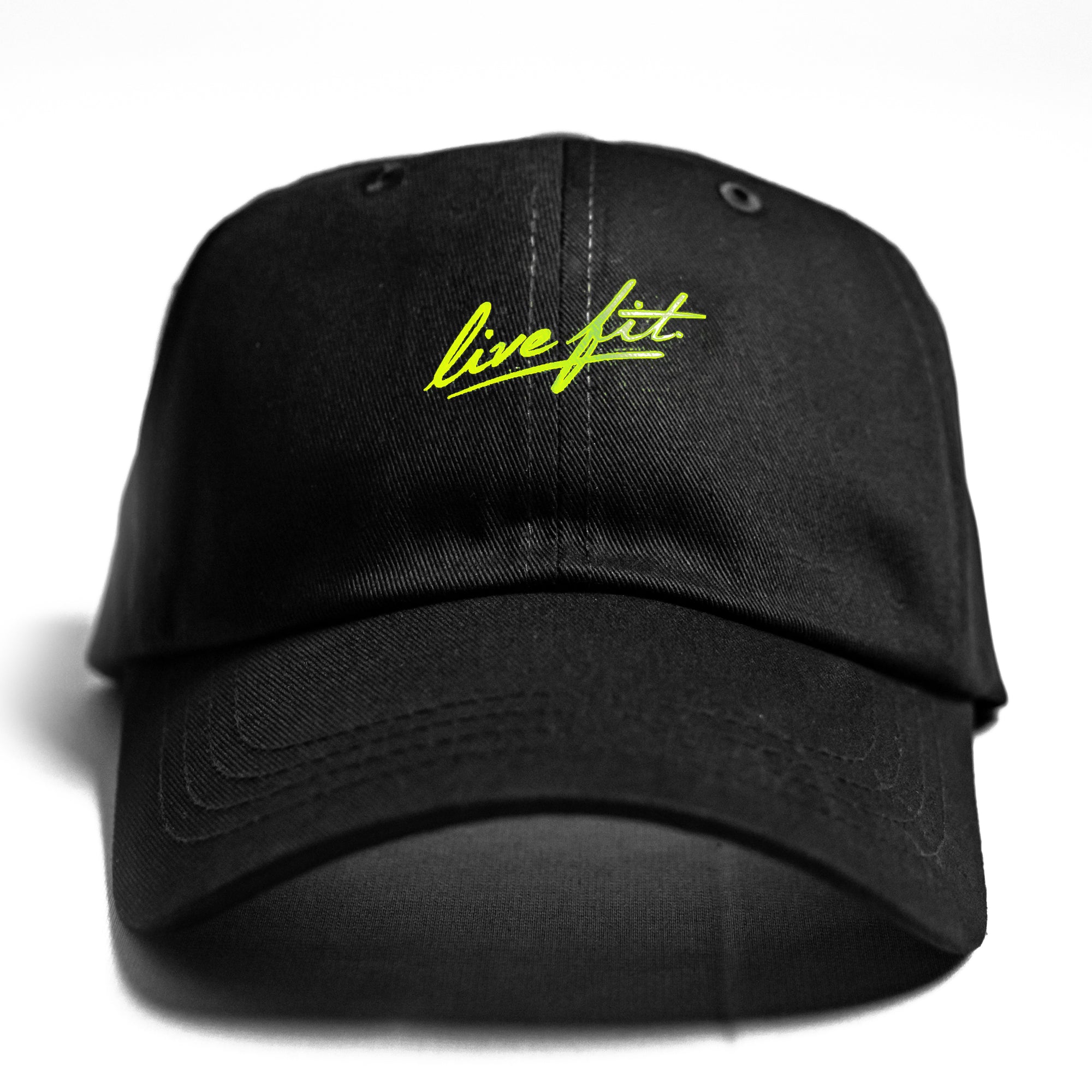 Black strapback hot sale dad hat