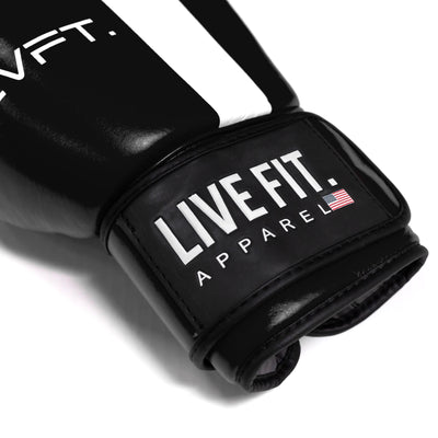 Thai Boxing Gloves- LVFT Stripe- Black