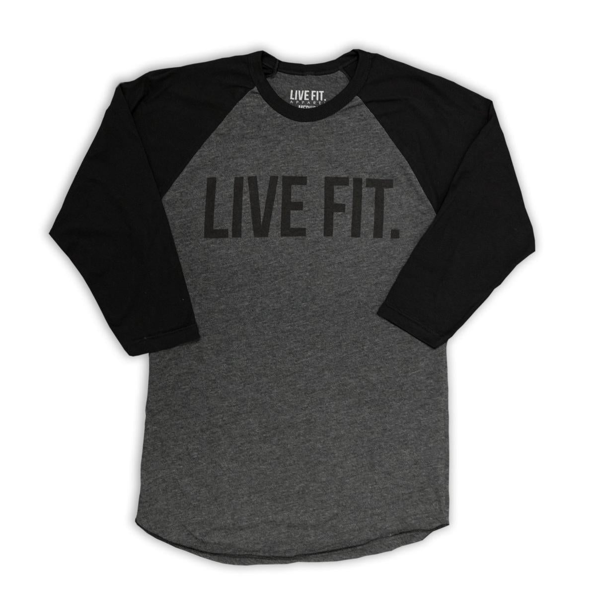 Live Fit. Baseball Raglan - Heather Black