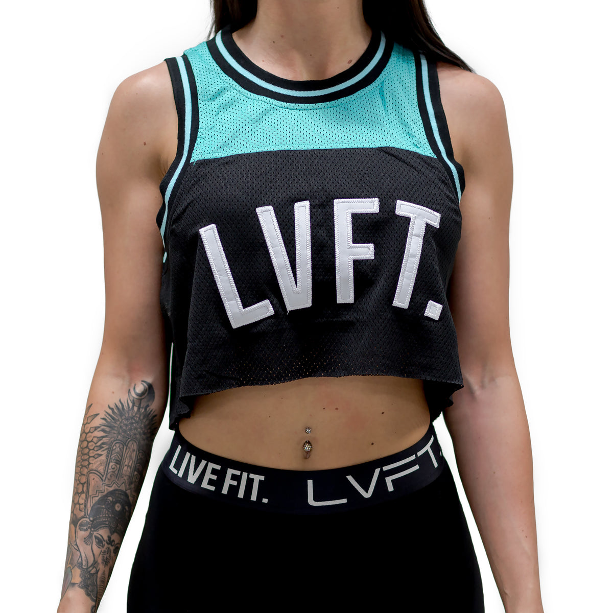 Baseline Crop Jersey - Black / Teal