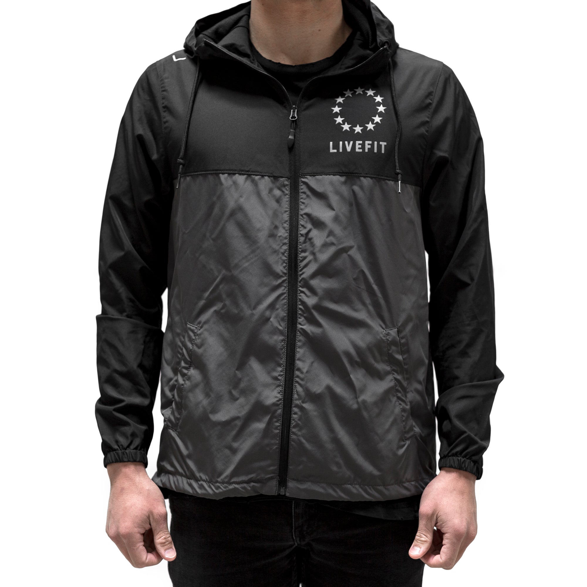 Live Fit Apparel Hardline Windbreaker- Black/Grey - LVFT 