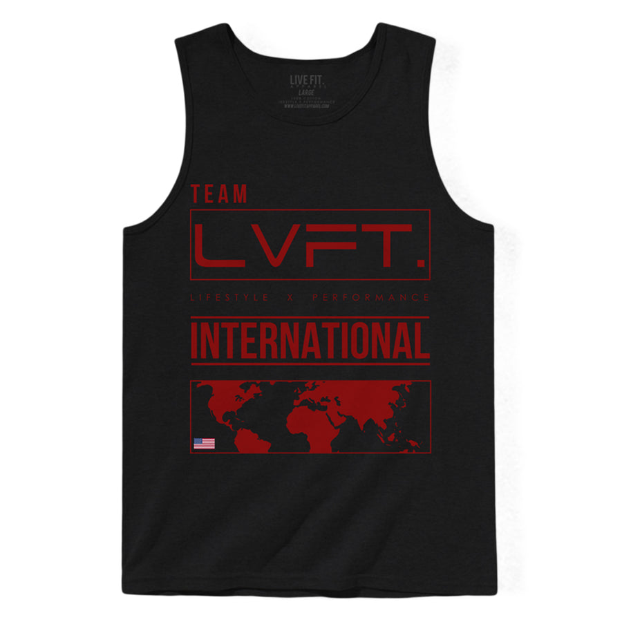 Live Fit Apparel INTERNATIONAL TANK - BLACK/RED - LVFT 