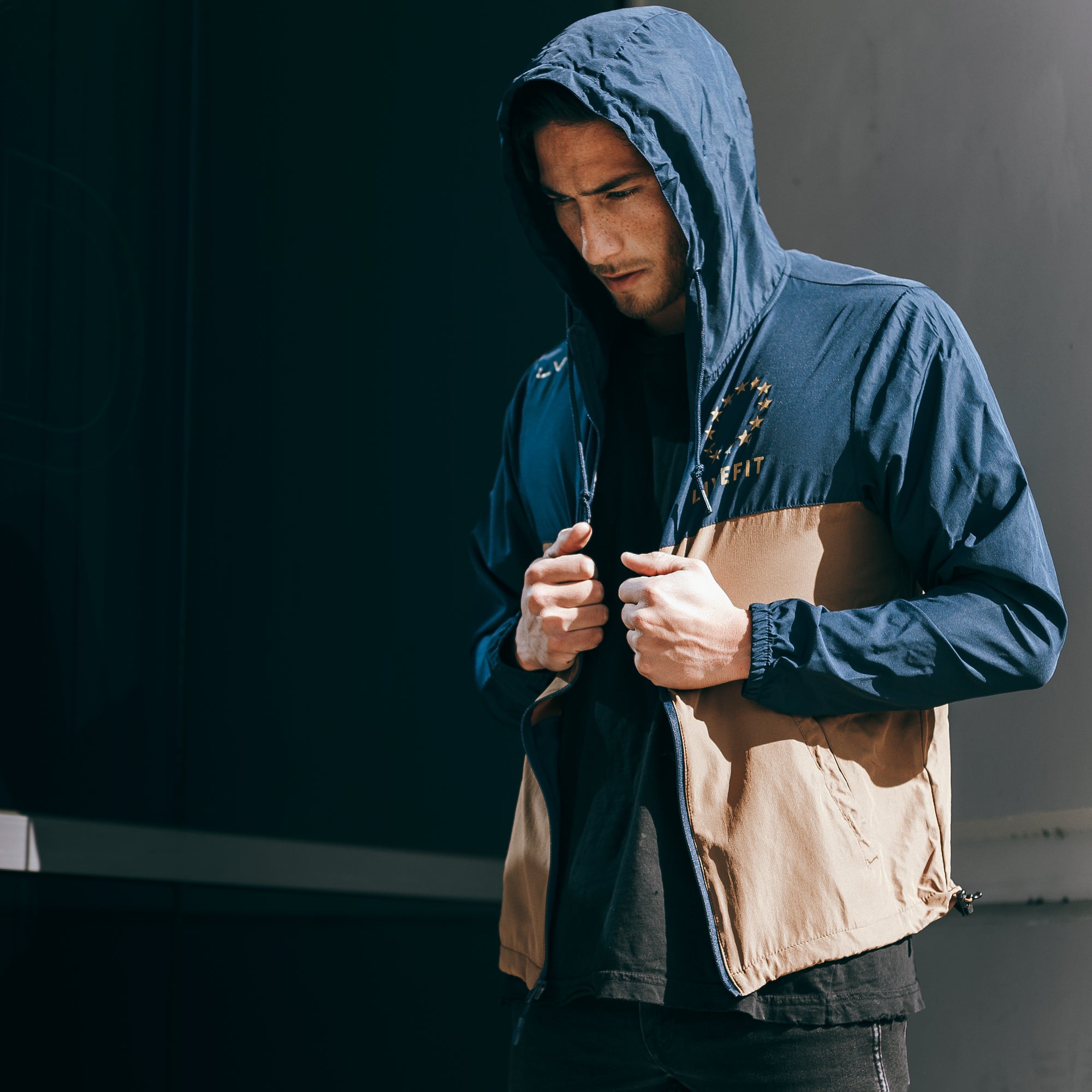 Live Fit Apparel Hardline Windbreaker- Navy/Copper - LVFT 