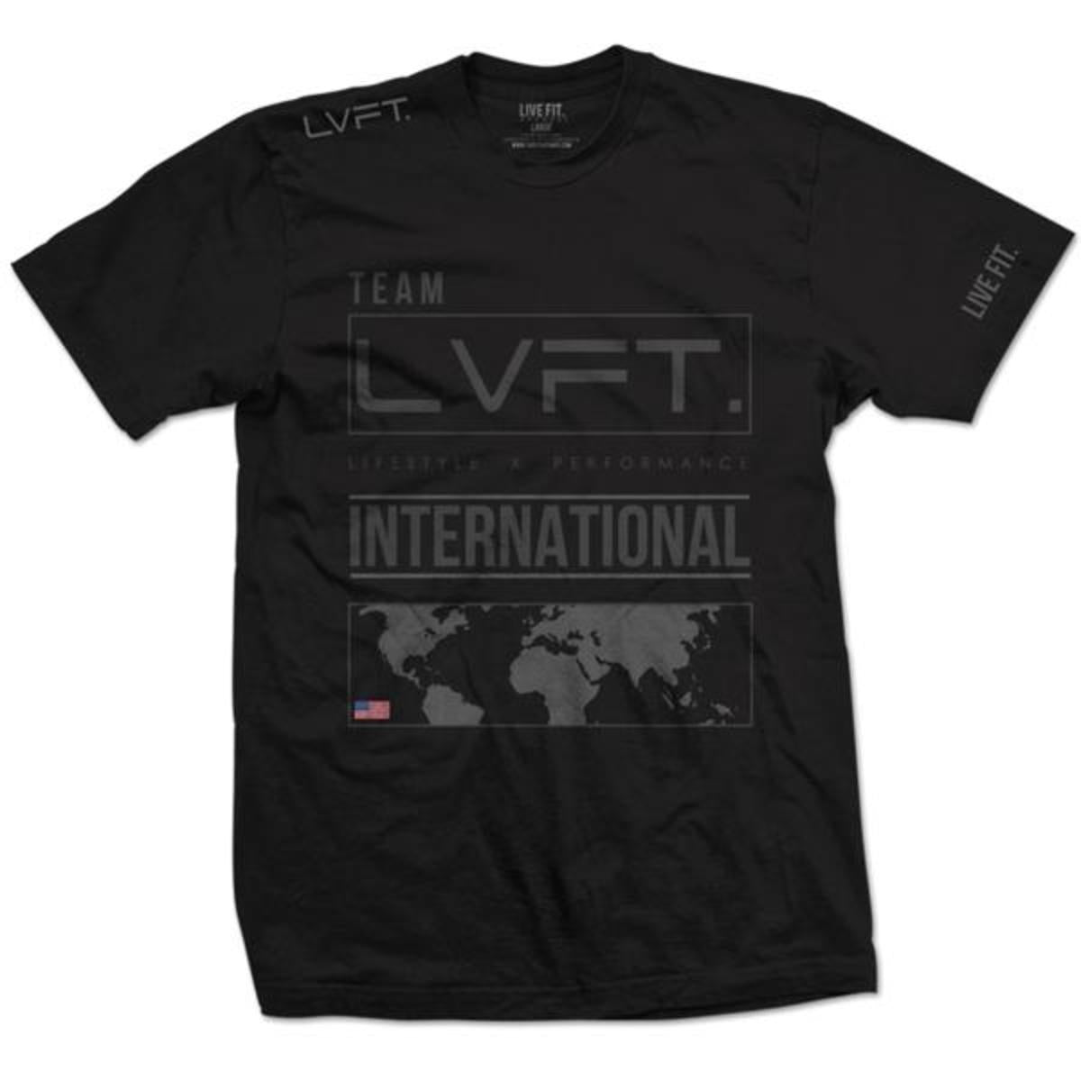 Live Fit Apparel International Tee- Black/Black - LVFT 