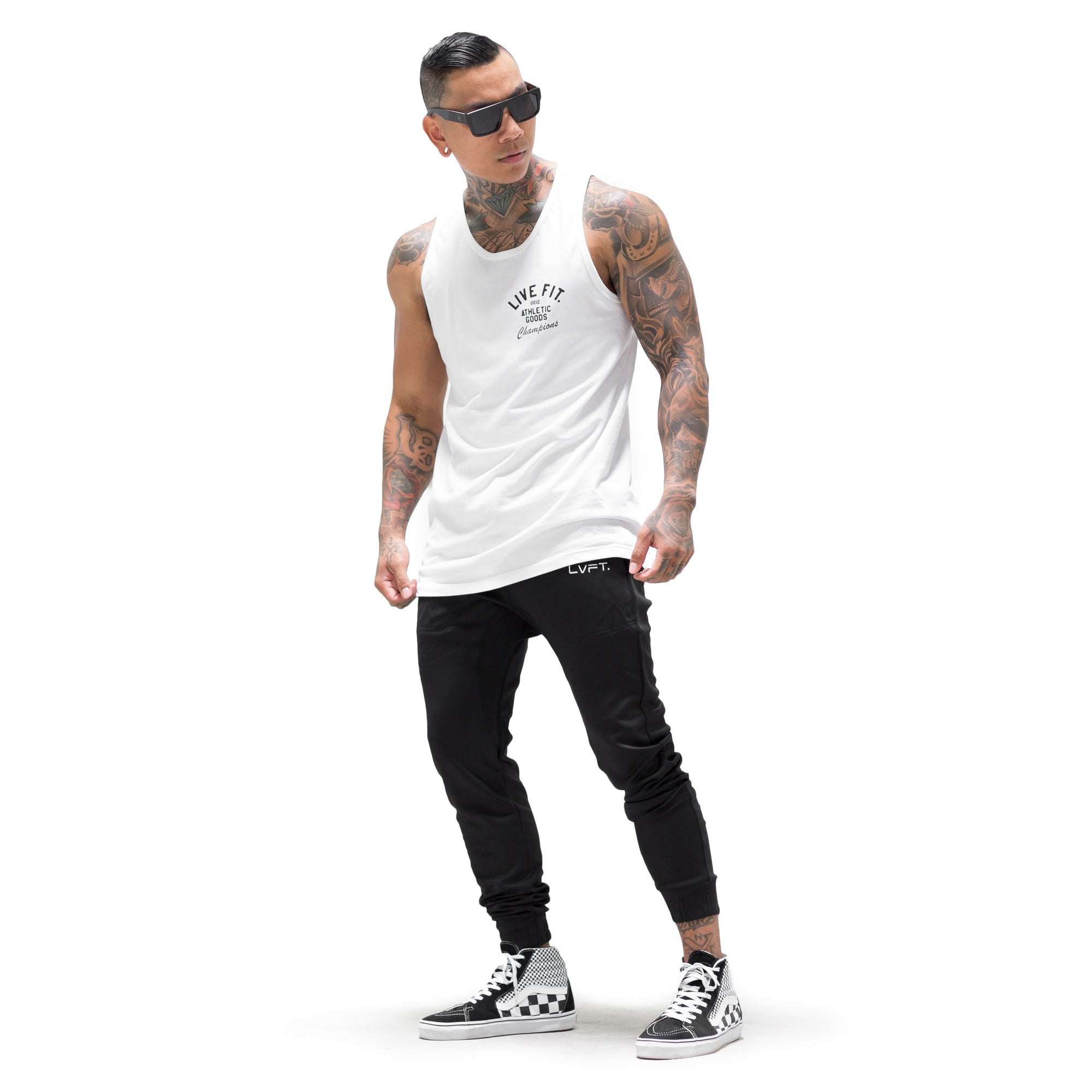 Athletic Goods Tee - White, Live Fit Apparel