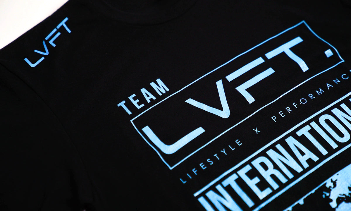 International Tee- Black / Light Blue