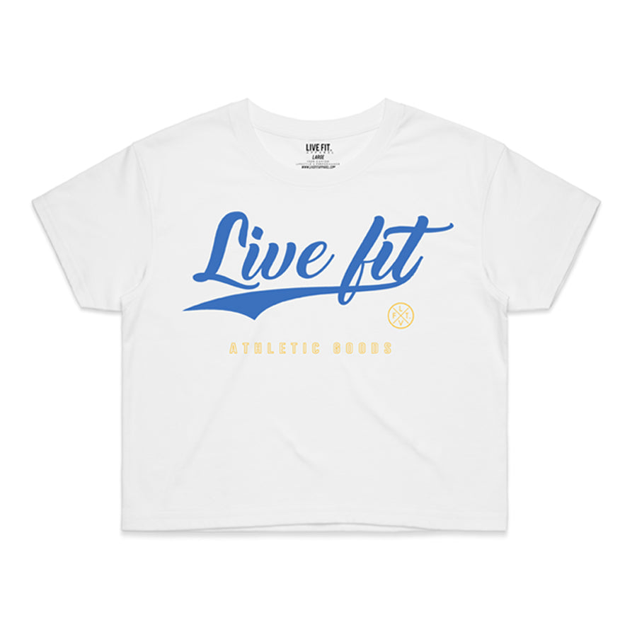 Stadium Crop Tee - White/Royal