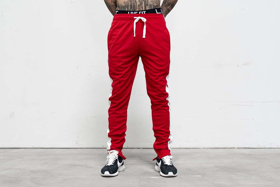 Live Fit Apparel LVFT. Slim Trackies - Red/White - LVFT 