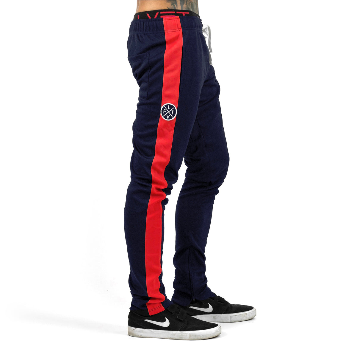 Slim Trackies - Navy / Red