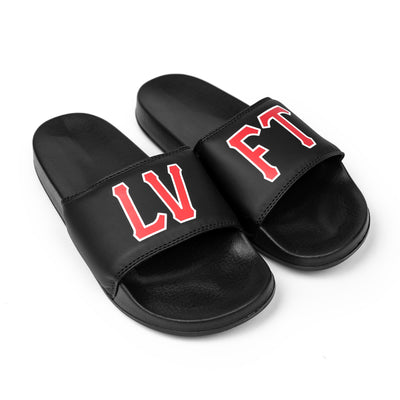 Live Fit Apparel LVFT. Varsity Slides - Black/Red - LVFT