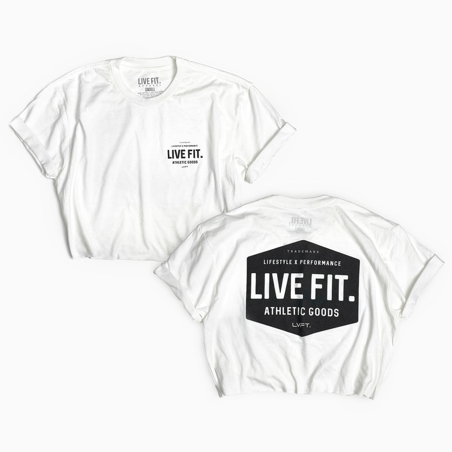 LIVE FIT. - University Crop Tee // Retro Boom Shorts Shop online now at:  www.livefitapparel.com #livefitapparel #livefit #teamlvft #lvft