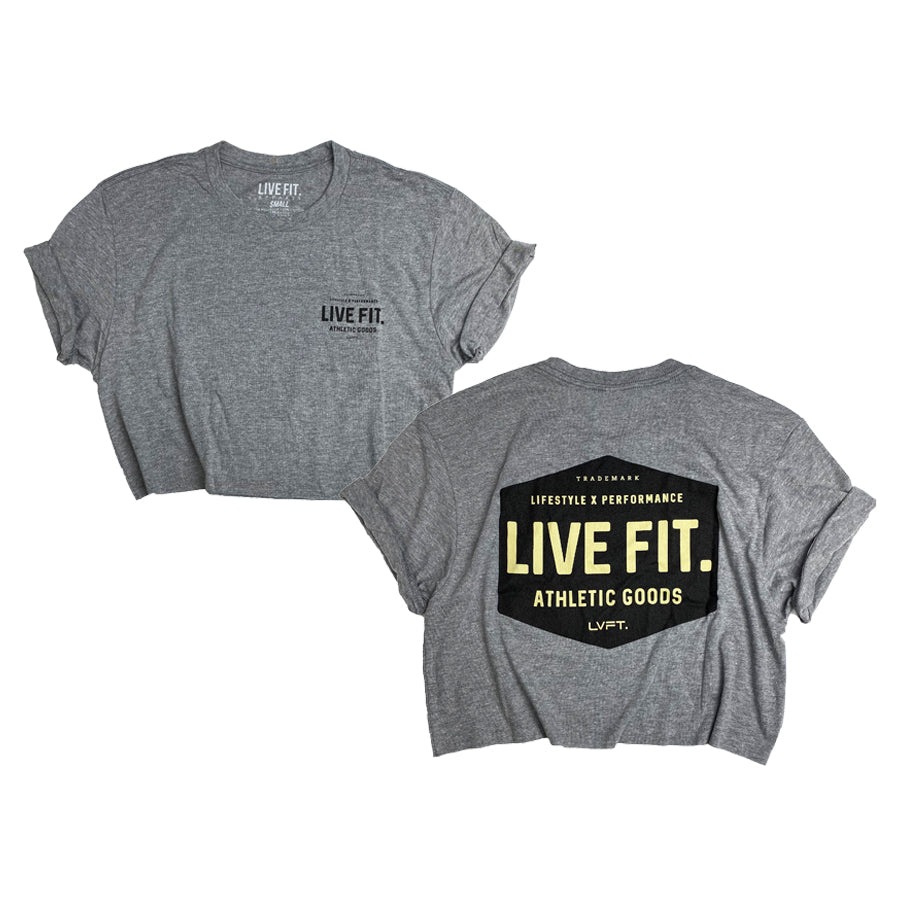 Work Badge Crop Tee - Heather Grey